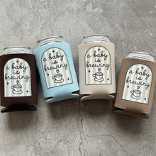 Load image into Gallery viewer, A Baby is Brewing Coffee Themed Baby Shower Can Coolers