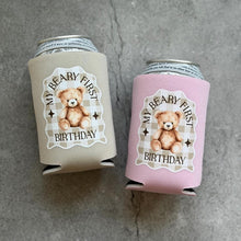 Load image into Gallery viewer, My Beary First Birthday Can Cooler Party Favors