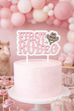 Load image into Gallery viewer, First Rodeo Acrylic Cake Topper in Light Pink - Cowgirl First Birthday Decor