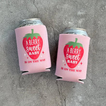 Load image into Gallery viewer, A Berry Sweet Baby Is On the Way Strawberry Baby Girl Shower Can Coolers