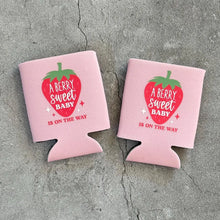 Load image into Gallery viewer, A Berry Sweet Baby Is On the Way Strawberry Baby Girl Shower Can Coolers