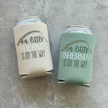 Load image into Gallery viewer, A Little Fisherman Is On the Way Baby Boy Shower Can Coolers