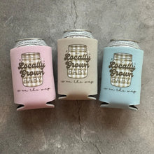 Load image into Gallery viewer, A Locally Grown is On The Way Baby Shower Can Coolers Mason Jar Gingham