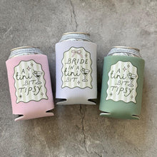 Load image into Gallery viewer, Bride in A Tini Bit and A Tini Bit Tipsy Bachelorette Can Coolers