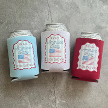 Load image into Gallery viewer, An All American Baby is On The Way Baby Shower Can Coolers USA America Patriotic