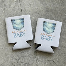 Load image into Gallery viewer, Blue Jean Baby Denim Pocket Baby Shower Can Coolers