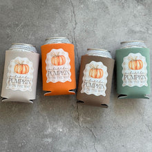 Load image into Gallery viewer, A Little Pumpkin Is On The Way Gingham Fall Baby Shower Can Coolers