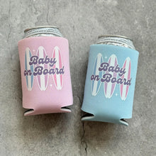 Load image into Gallery viewer, Baby on Board Retro Surfboard Baby Girl Baby Shower Can Coolers
