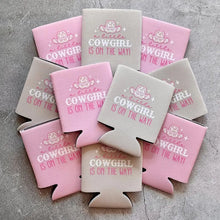 Load image into Gallery viewer, A Little Cowgirl Is On the Way Baby Girl Shower Can Coolers