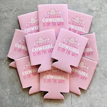 Load image into Gallery viewer, A Little Cowgirl Is On the Way Baby Girl Shower Can Coolers