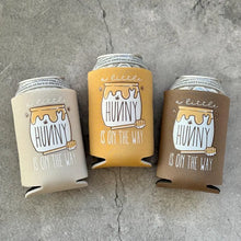 Load image into Gallery viewer, A Little Hunny is On The Way Baby Shower Can Coolers Bear Woodland Bees Honey