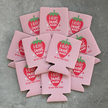 Load image into Gallery viewer, A Berry Sweet Baby Is On the Way Strawberry Baby Girl Shower Can Coolers
