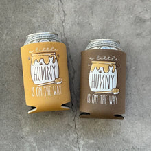 Load image into Gallery viewer, A Little Hunny is On The Way Baby Shower Can Coolers Bear Woodland Bees Honey
