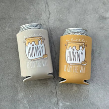 Load image into Gallery viewer, A Little Hunny is On The Way Baby Shower Can Coolers Bear Woodland Bees Honey