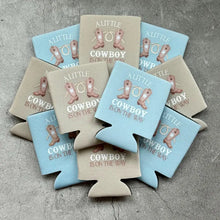 Load image into Gallery viewer, A Little Cowboy Is On the Way Baby Boy Shower Can Coolers
