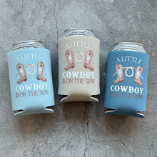 Load image into Gallery viewer, A Little Cowboy Is On the Way Baby Boy Shower Can Coolers