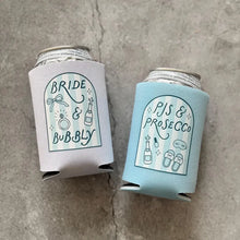 Load image into Gallery viewer, PJs and Prosecco Bride and Bubbly Bachelorette Can Coolers