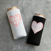Load image into Gallery viewer, Retro Bride to Be and Bride Squad Checkered Heart Bachelorette Party Slim Seltzer Can Coolers