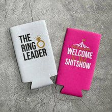Load image into Gallery viewer, The Ring Leader Welcome to the Shitshow Circus Bachelorette Party Slim Seltzer Can Coolers