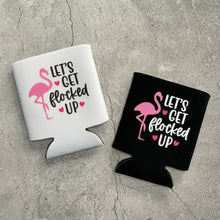Load image into Gallery viewer, Let's Get Flocked Up Flamingo Bachelorette Party Can Coolers