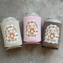 Load image into Gallery viewer, My Beary First Birthday Can Cooler Party Favors
