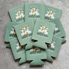 Load image into Gallery viewer, A Little Wild One is On The Way Baby Shower Can Coolers Safari Animal Themed
