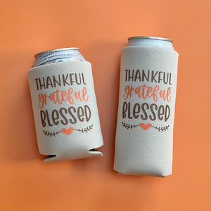 Thankful Grateful Blessed Thanksgiving Can Coolers