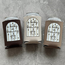 Load image into Gallery viewer, A Baby is Brewing Coffee Themed Baby Shower Can Coolers
