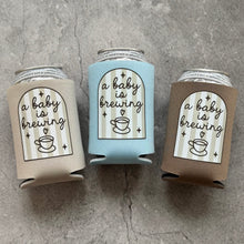 Load image into Gallery viewer, A Baby is Brewing Coffee Themed Baby Shower Can Coolers
