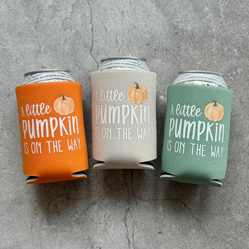 A Little Pumpkin Is On The Way Fall Baby Shower Can Coolers
