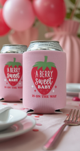 Load image into Gallery viewer, A Berry Sweet Baby Is On the Way Strawberry Baby Girl Shower Can Coolers
