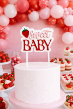 Load image into Gallery viewer, Berry Sweet Baby Acrylic Cake Topper - A Berry Sweet Baby is On The Way Strawberry Baby Shower
