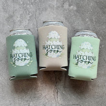 Load image into Gallery viewer, Hatching Soon Baby Shower Can Coolers Hatching Egg
