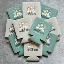 Load image into Gallery viewer, A Little Wild One is On The Way Baby Shower Can Coolers Safari Animal Themed
