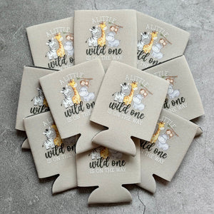 A Little Wild One is On The Way Baby Shower Can Coolers Safari Animal Themed