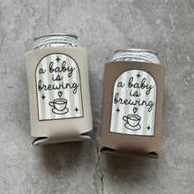 Load image into Gallery viewer, A Baby is Brewing Coffee Themed Baby Shower Can Coolers
