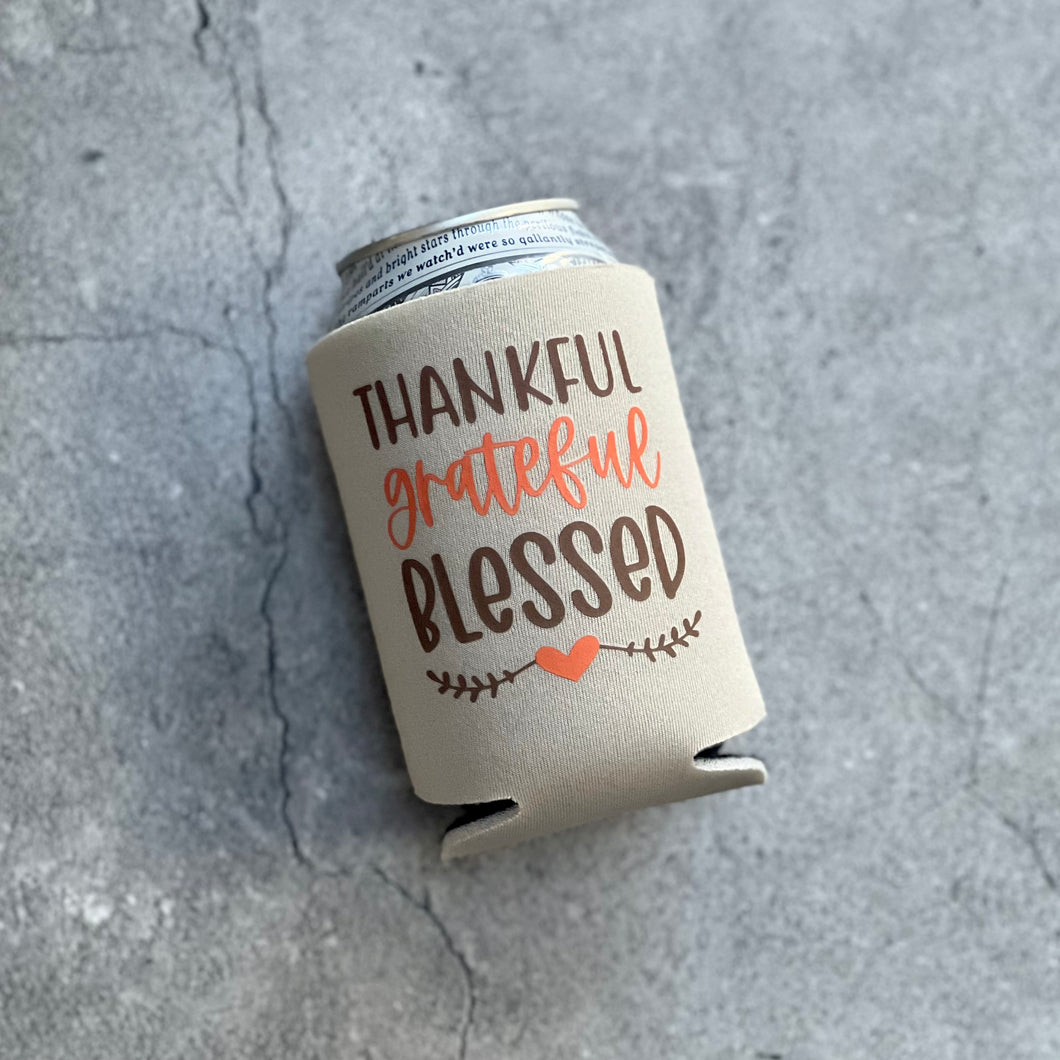 Thankful Grateful Blessed Thanksgiving Can Coolers