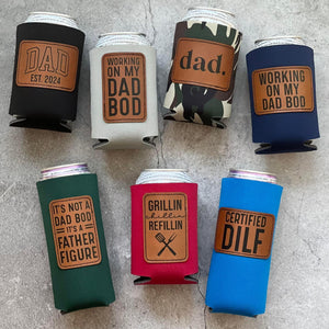 Faux Leather Patch Can Coolers Father's Day Gift