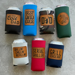 Faux Leather Patch Can Coolers Father's Day Gift