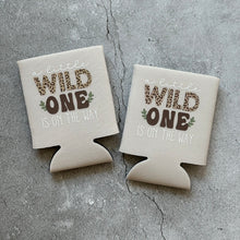 Load image into Gallery viewer, A Little Wild One is On The Way Baby Shower Can Coolers Safari Animal Themed
