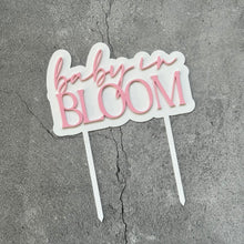 Load image into Gallery viewer, Baby in Bloom Acrylic Cake Topper in Light Pink - Baby Shower Decor
