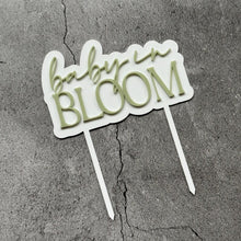 Load image into Gallery viewer, Baby in Bloom Acrylic Cake Topper in Light Green - Baby Shower Decor
