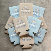 Load image into Gallery viewer, A Little Cowboy Is On the Way Baby Boy Shower Can Coolers
