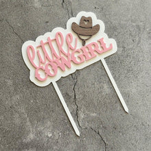 Load image into Gallery viewer, Little Cowgirl Acrylic Cake Topper - A Little Cowgirl is On The Way Baby Shower
