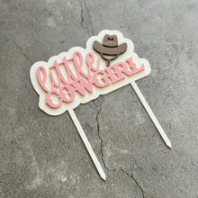 Load image into Gallery viewer, Little Cowgirl Acrylic Cake Topper - A Little Cowgirl is On The Way Baby Shower

