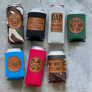 Faux Leather Patch Can Coolers Father's Day Gift