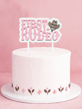Load image into Gallery viewer, First Rodeo Acrylic Cake Topper in Light Pink - Cowgirl First Birthday Decor
