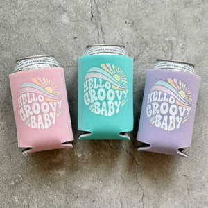 Hello Groovy Baby Retro Baby Girl Shower Can Coolers