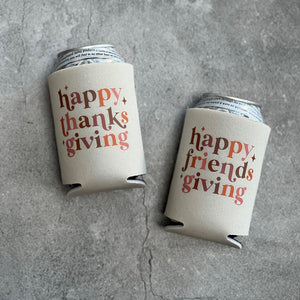 Set of 4 Retro Thanksgiving or Friendsgiving Retro Can Coolers