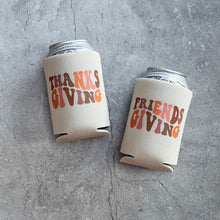 Load image into Gallery viewer, Set of 4 Retro Bubble Letter Thanksgiving or Friendsgiving Retro Can Coolers
